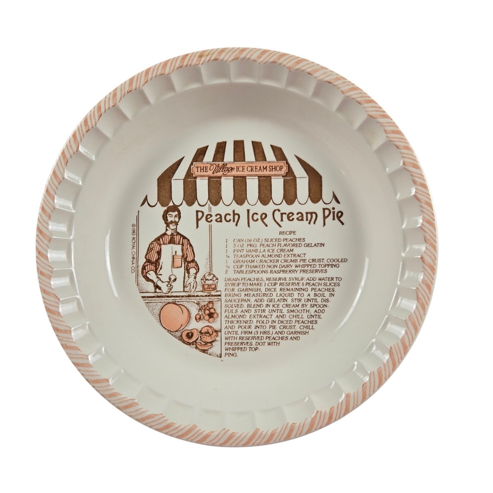 Rare 1983 Royal China Country Harvest Peach Ice Cream Pie Recipe Plate 11"